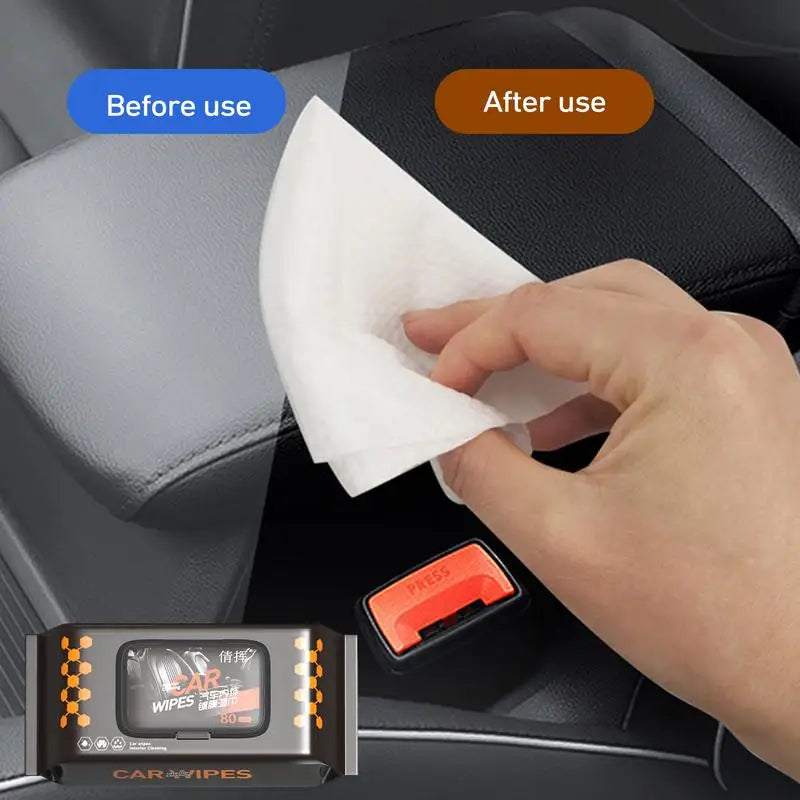 Dashboard Wipes 80Pcs Car Detailing Wet Wipes Vehicle Interior Dust Removal Tool for Car Cleaning Interior Supplies