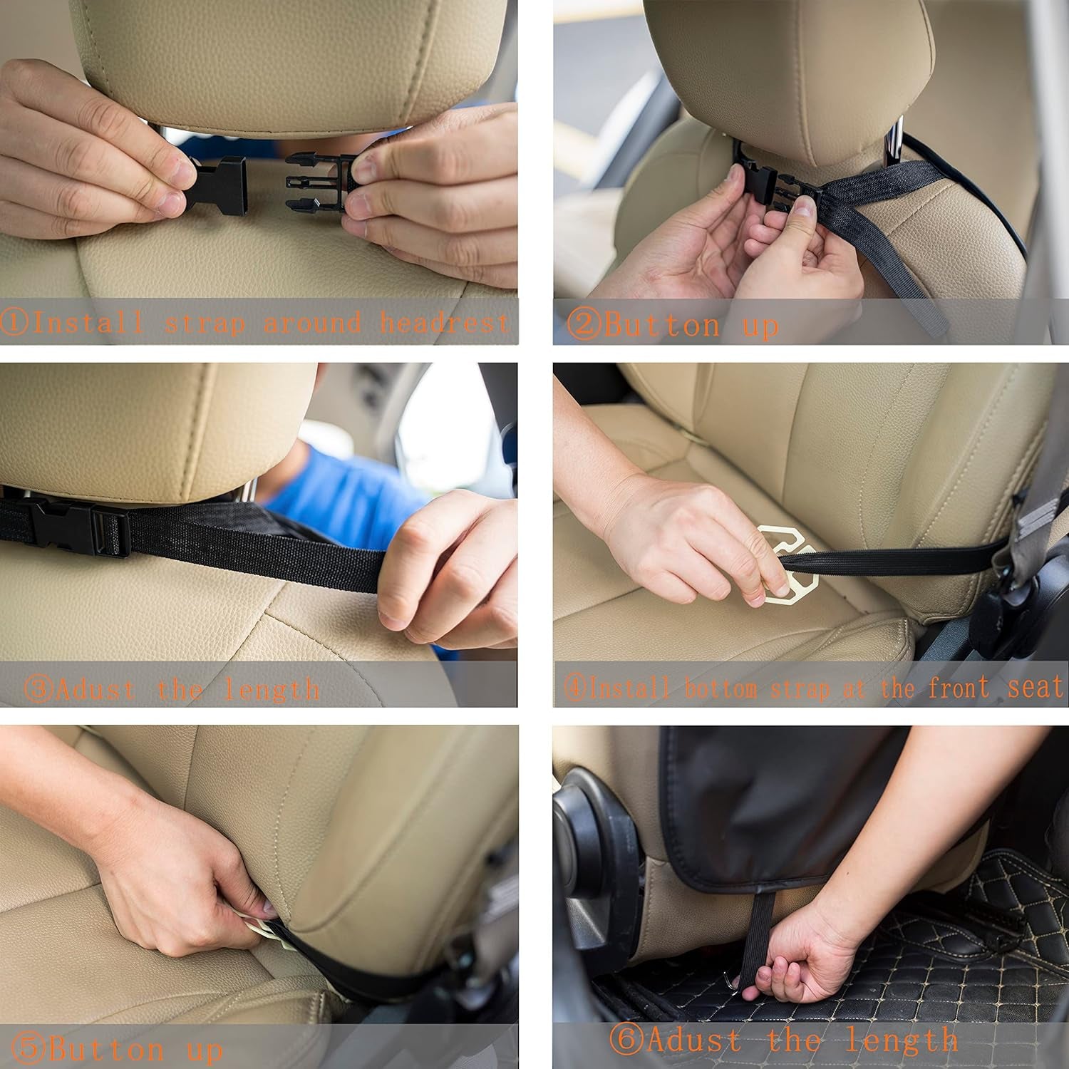 Car Back Seat Organizer with Foldable Table Tray, PU Leather Backseat Car Organizer with Tablet Holder for Kids Toddlers Travel, Car Seat Back Protector Storage Kick Mats Travel Accessories