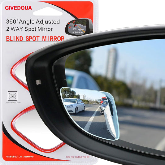 Blind Spot Mirror, Fan Shape Curved Blind Spot Mirror, Upgrade HD Glass Wide Angle Mirror, Frameless 360° Adjustable Convex Rear View Mirror for Cars Trucks and SUV Big Fan Shaped 2Pcs