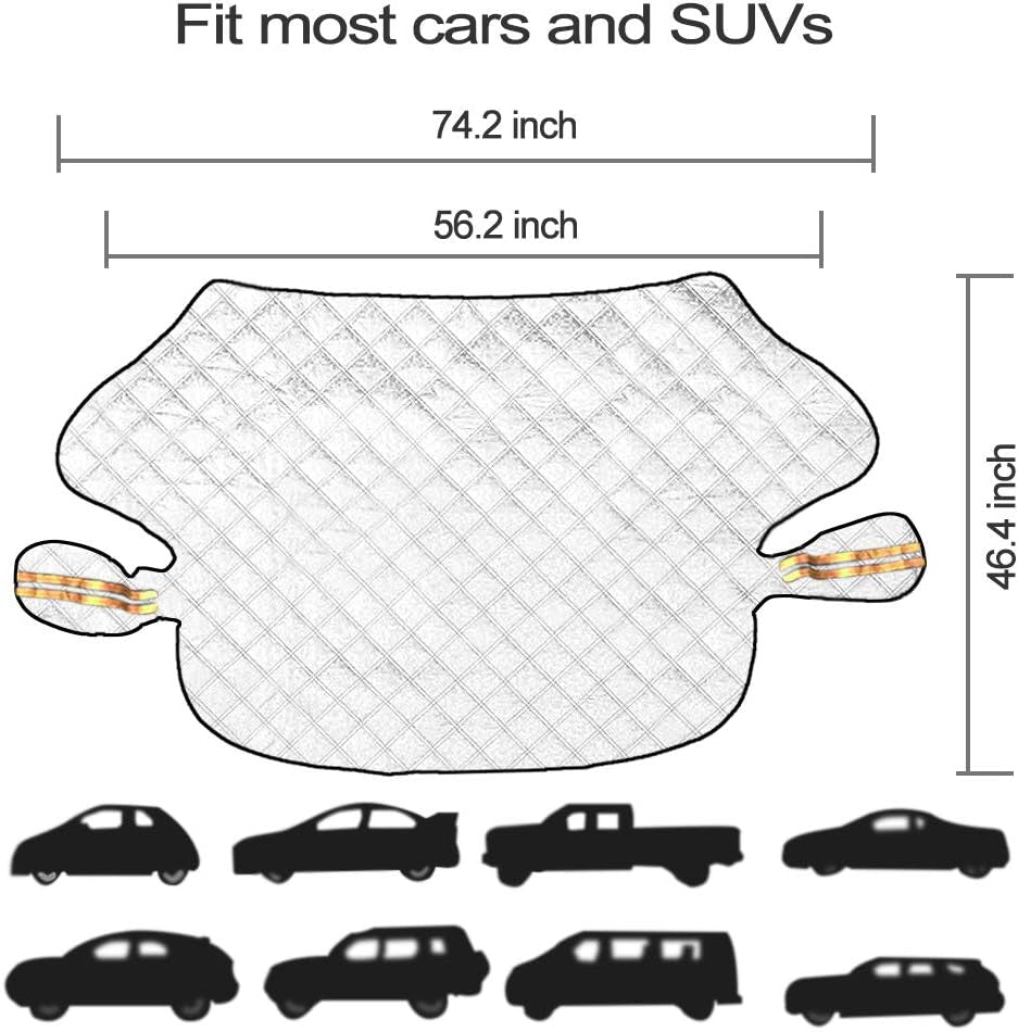 Car Windshield Snow Cover, Winter Windshield Cover for Snow and Ice, Auto Windshield Cover with Anti-Snow, Anti-Ice, Anti-Freeze, Anti-Dust, UV Protection, 170 * 143Cm