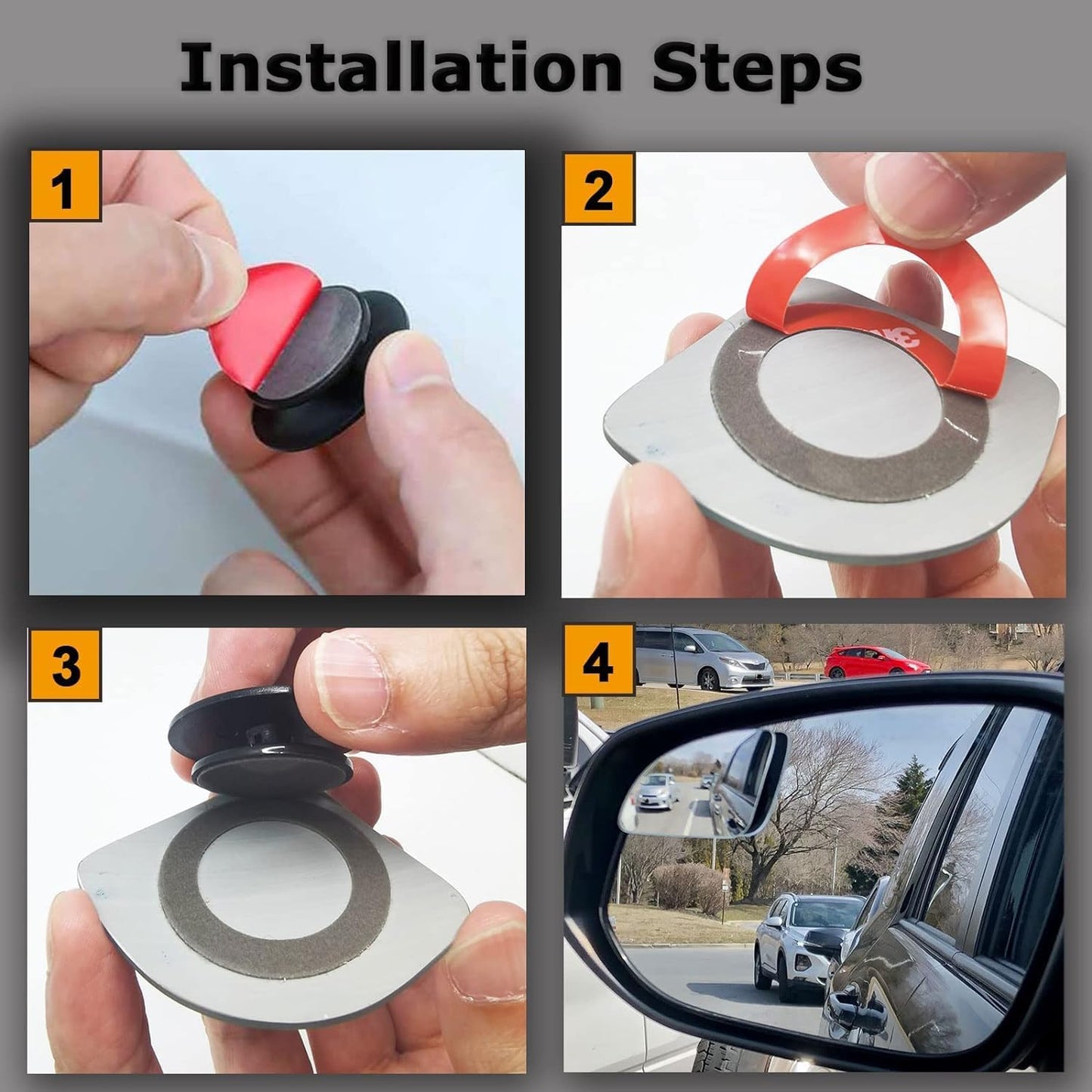 Blind Spot Mirror, Fan Shape Curved Blind Spot Mirror, Upgrade HD Glass Wide Angle Mirror, Frameless 360° Adjustable Convex Rear View Mirror for Cars Trucks and SUV Big Fan Shaped 2Pcs
