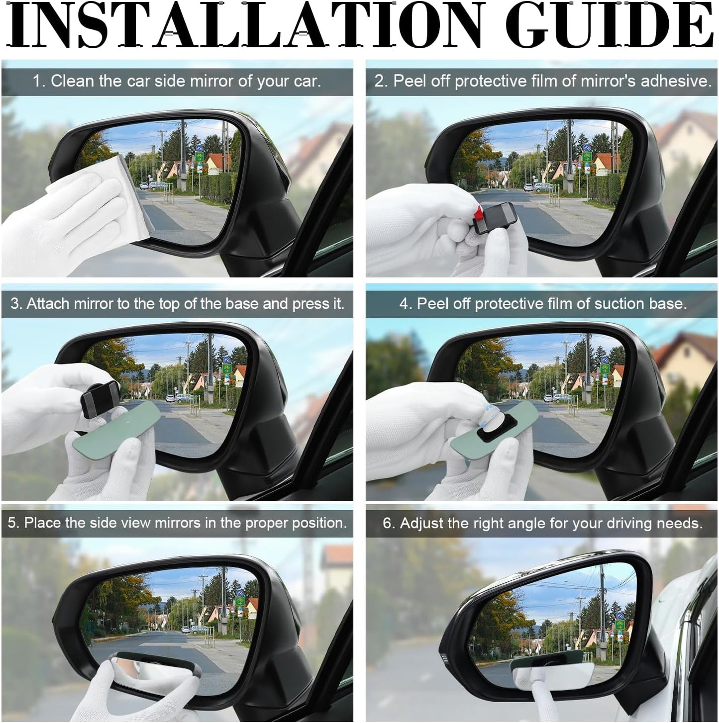 Blind Spot Mirror, Rectangular Shaped HD Glass Frameless Convex Rear View Mirror with Wide Angle Adjustable Stick for Cars SUV and Trucks, Pack of 2